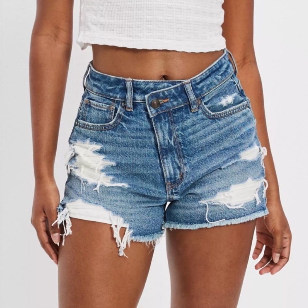 American Eagle Outfitters Blue High Waist Distressed Shorts